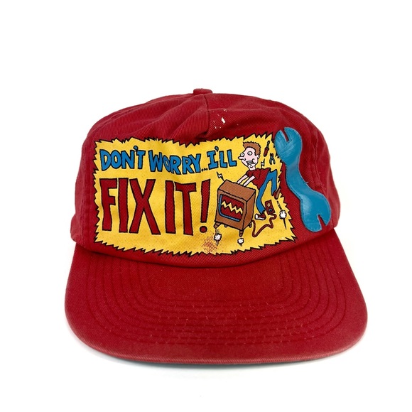 Vintage Other - Vintage 1980 Funny Retro Don’t Worry I’ll Fix It Screen Printed Snapback Hat